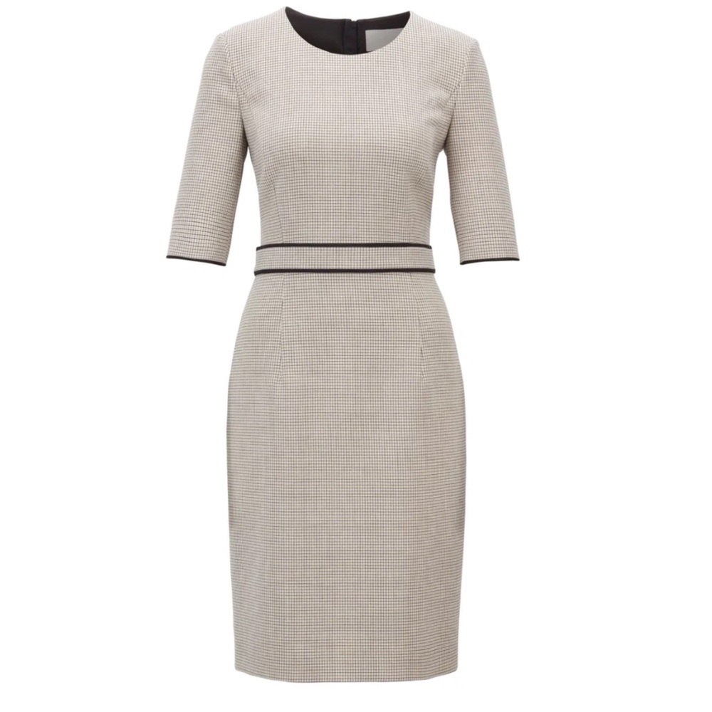 HUGO BOSS Checked Dress with Belt Back Full Zipper Women’s Size 10 - Picture 3 of 3
